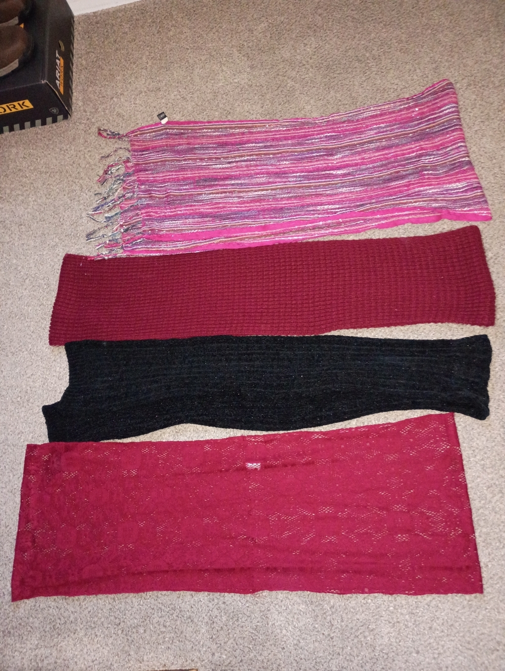 Set of Four Mixed Scarves - Pink, Burgundy, Black, Raspberry